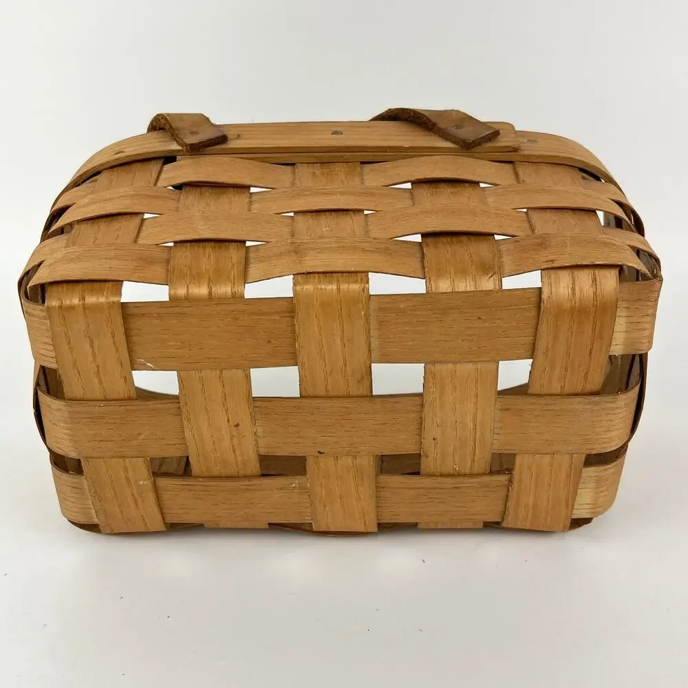 Peterboro Basket Co Small Storage Bicycle Basket with Leather Loop